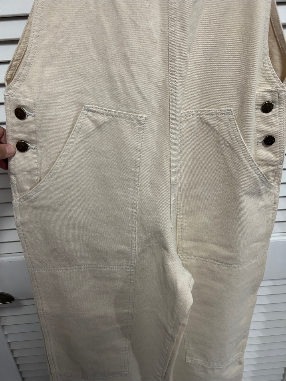 BDG Cream Denim Wide-Leg Overalls - Picture 2 of 6
